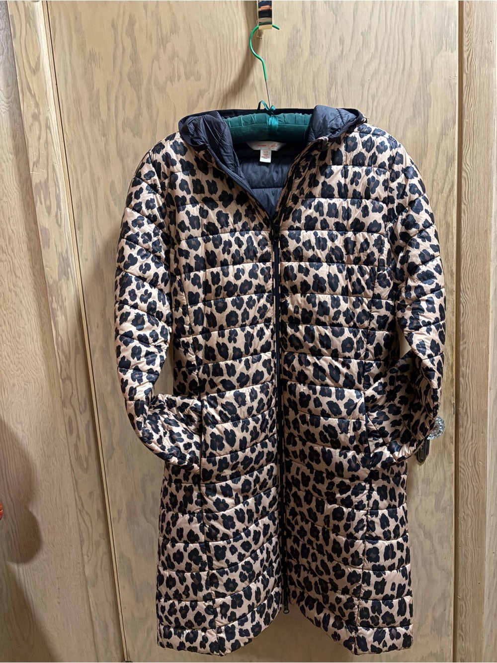Leopard print quilted coat